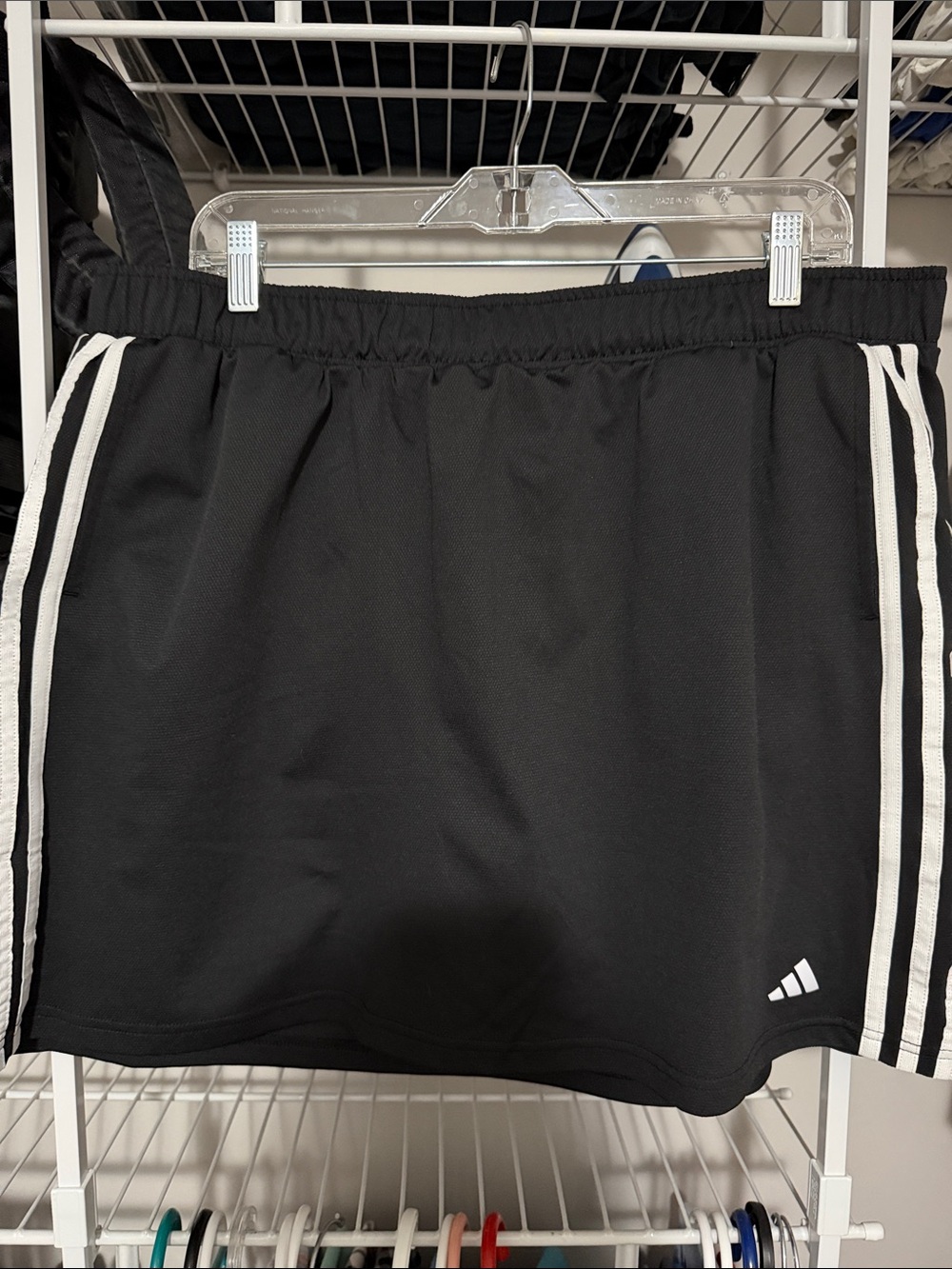adidas Black Skort with White Three-Stripes